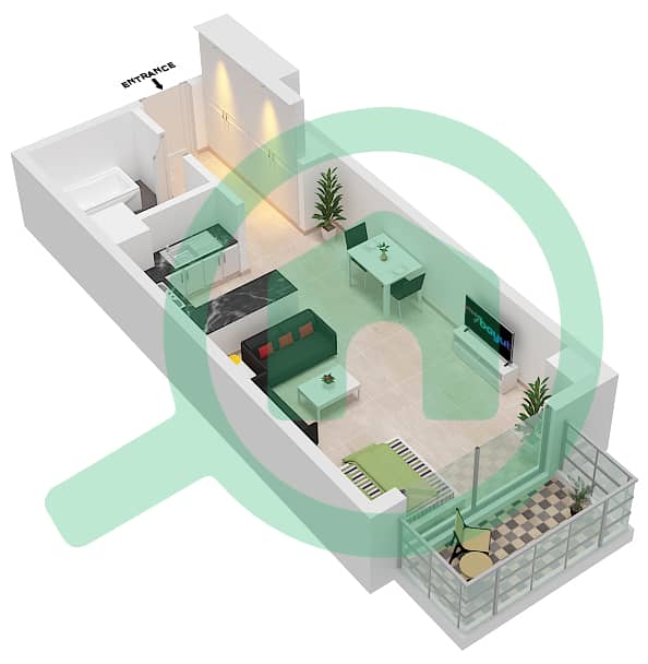 植物园大厦 - 单身公寓单位LE ROYAL MERIDIEN 5戶型图 interactive3D