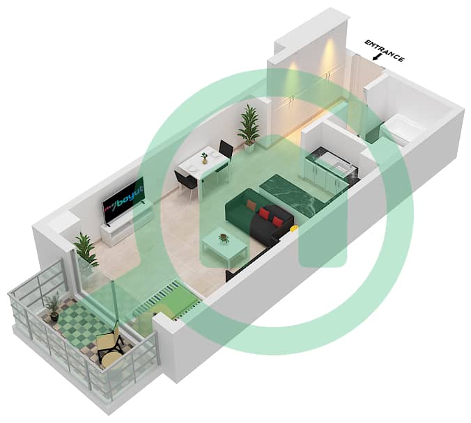 Botanica Tower - Studio Apartment Unit LE ROYAL MERIDIEN 6 Floor plan interactive3D