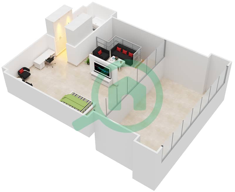 Марина Аркейд Тауэр - Апартамент 1 Спальня планировка Единица измерения 203 interactive3D