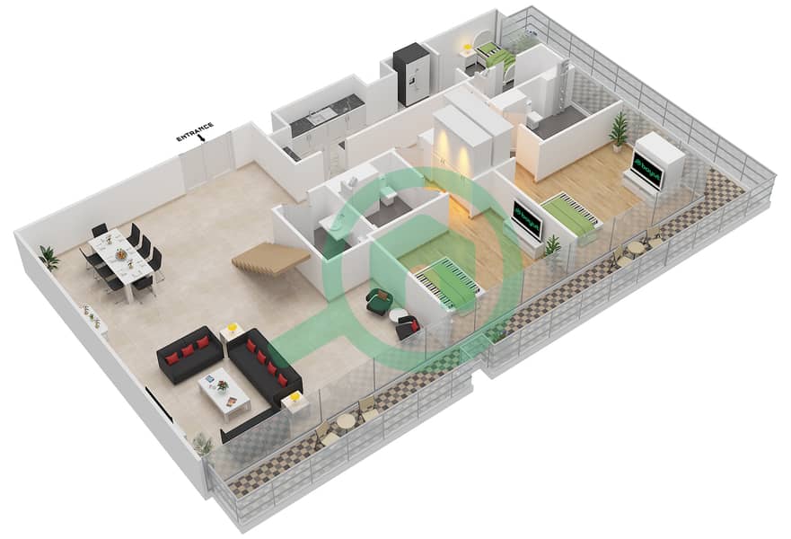 Marina Gate 1 - 4 Bedroom Penthouse Type N Floor plan interactive3D