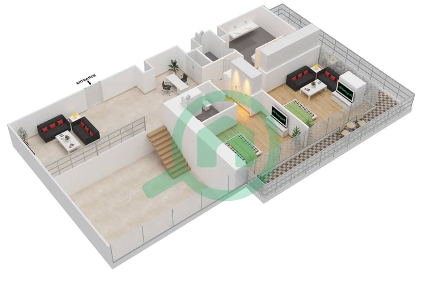 المخططات الطابقية لتصميم النموذج N بنتهاوس 4 غرف نوم - مارينا جيت 1 interactive3D