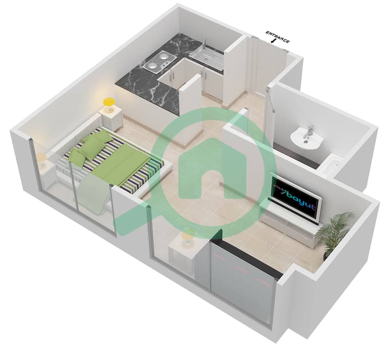 自我大厦 - 单身公寓单位9 FLOOR 33戶型图 interactive3D