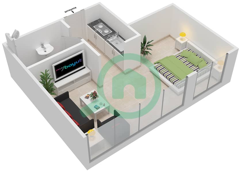Май Тауэр - Апартамент Студия планировка Единица измерения 2,7 FLOOR 33 interactive3D