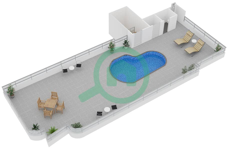 المخططات الطابقية لتصميم النموذج PO1 بنتهاوس 4 غرف نوم - برج مارينا فيو A interactive3D