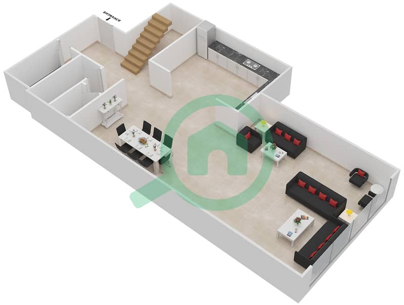 Marina Arcade Tower - 3 Bedroom Apartment Unit 201 Floor plan interactive3D