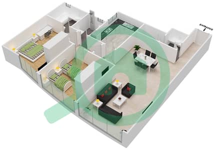 Sahara Tower 3 - 2 Bedroom Apartment Unit 6B Floor plan
