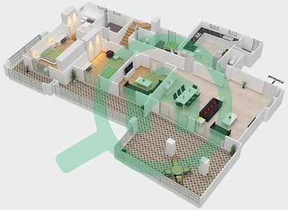 المخططات الطابقية لتصميم النموذج A شقة 3 غرف نوم - شقق تيراس