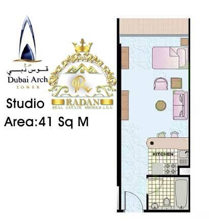 19 Studio With Lake View in Dubai Arch Tower