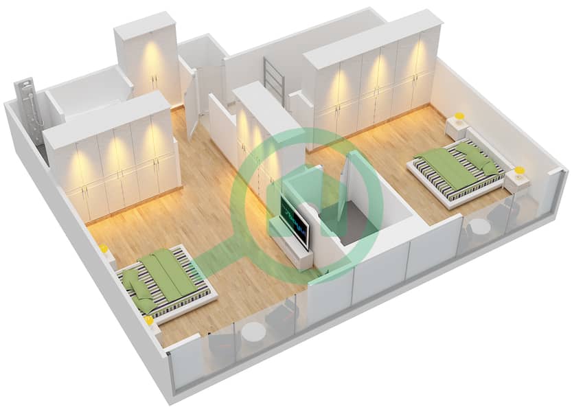 Marina Quays North - 2 Bedroom Penthouse Suite 3 FLOOR 9-10 Floor plan interactive3D