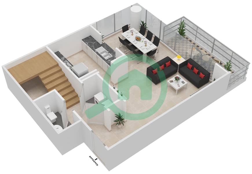 المخططات الطابقية لتصميم التصميم 7 FLOOR 9-10 بنتهاوس 2 غرفة نوم - مارينا كواي نورث interactive3D