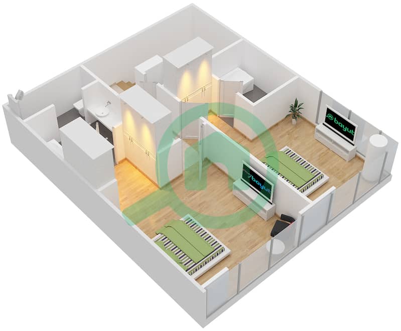 المخططات الطابقية لتصميم التصميم 7 FLOOR 9-10 بنتهاوس 2 غرفة نوم - مارينا كواي نورث interactive3D