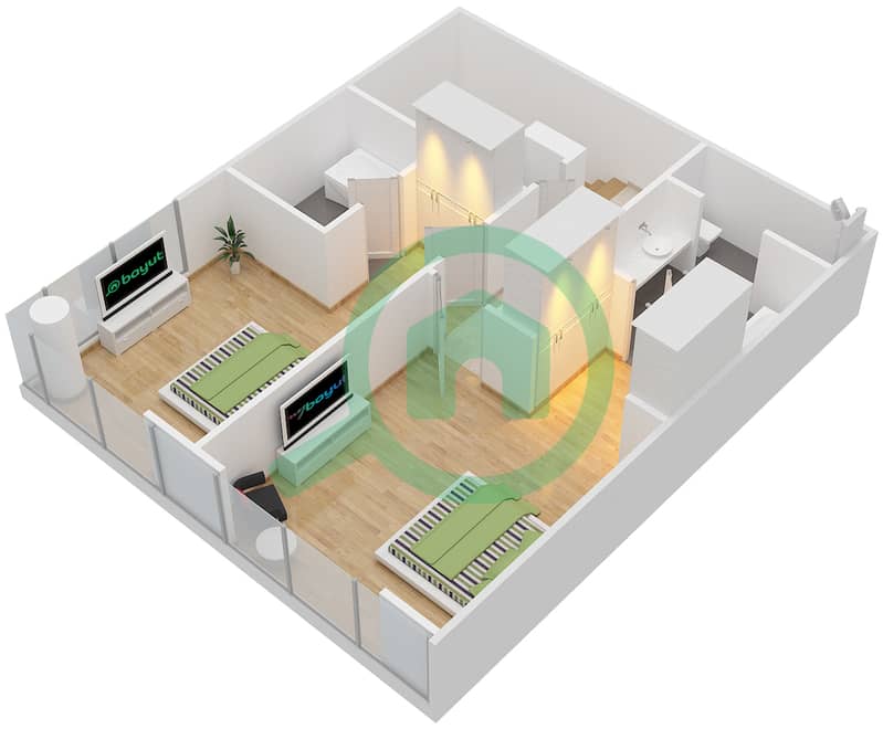 المخططات الطابقية لتصميم التصميم 6 FLOOR 9-10 بنتهاوس 2 غرفة نوم - مارينا كواي نورث interactive3D