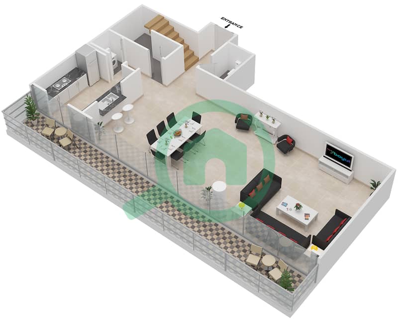 Marina Quays North - 2 Bedroom Penthouse Suite 4 FLOOR 9-10 Floor plan interactive3D