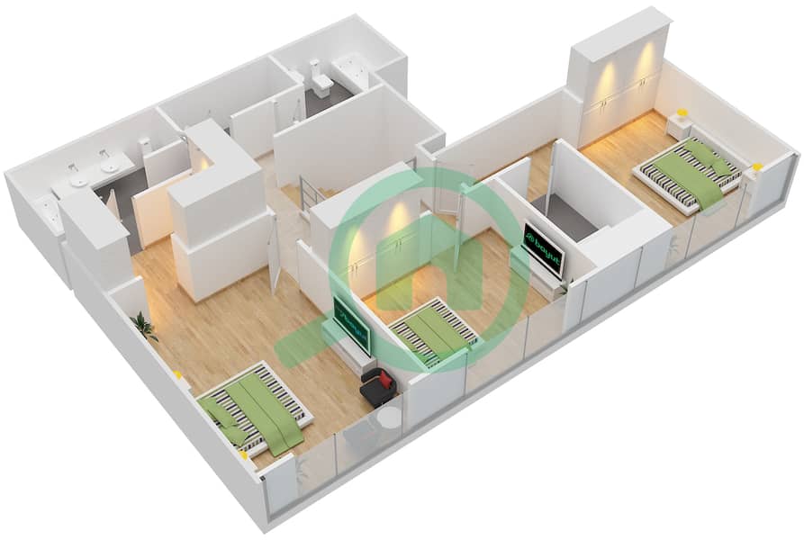 Marina Quays North - 3 Bedroom Penthouse Suite 9 FLOOR 9,10 Floor plan interactive3D