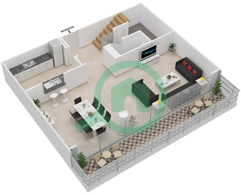 المخططات الطابقية لتصميم التصميم 11 FLOOR 9,10 بنتهاوس 3 غرف نوم - مارينا كواي نورث interactive3D