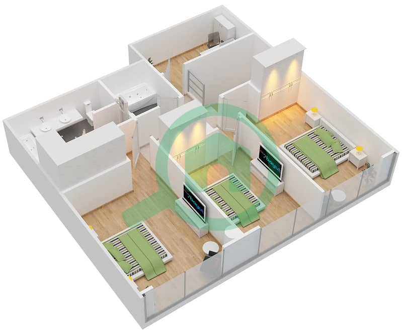 Marina Quays North - 3 Bedroom Penthouse Suite 11 FLOOR 9,10 Floor plan interactive3D