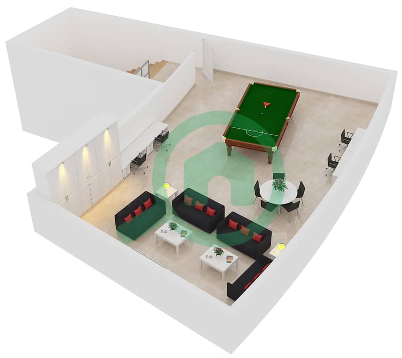 三叉戟滨海公园海洋大厦 - 4 卧室顶楼公寓类型5戶型图 interactive3D