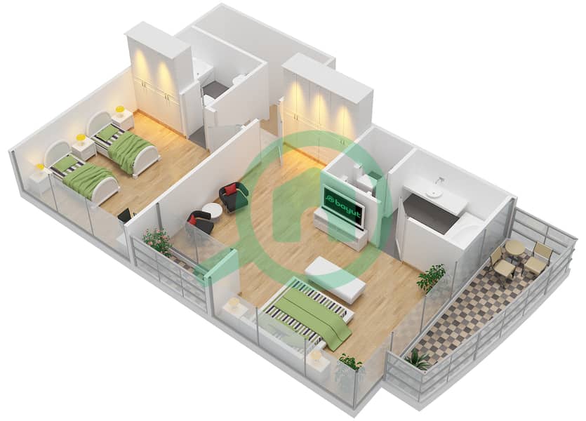 المخططات الطابقية لتصميم النموذج 4 فیلا 2 غرفة نوم - ذا ووترفرونت interactive3D