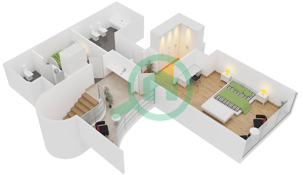 游艇湾公寓 - 2 卧室公寓单位1604戶型图 interactive3D