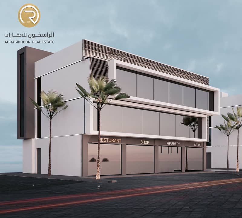 For sale , commercial land in an excellent location ,, building permit ( G + 2 ) on Sheikh Mohammed bin Zayed Street - Ajman