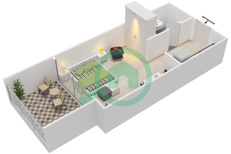 Скайвью Тауэр - Апартамент Студия планировка Единица измерения 7-8 interactive3D