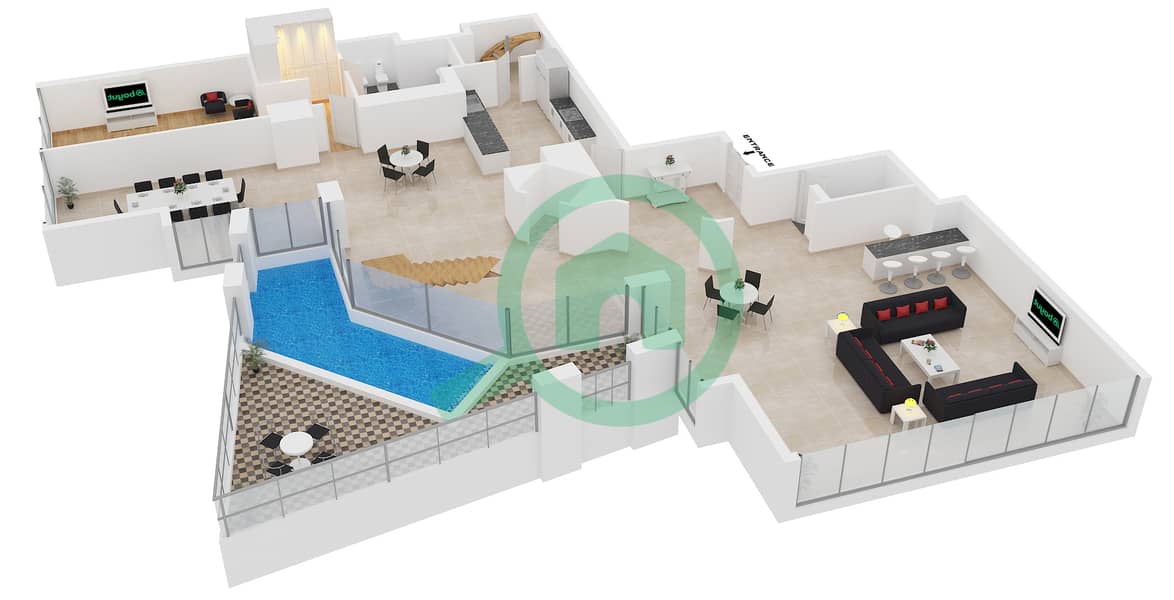 المخططات الطابقية لتصميم الوحدة 2 FLOOR 62-85 شقة 4 غرف نوم - مارينا 23 interactive3D