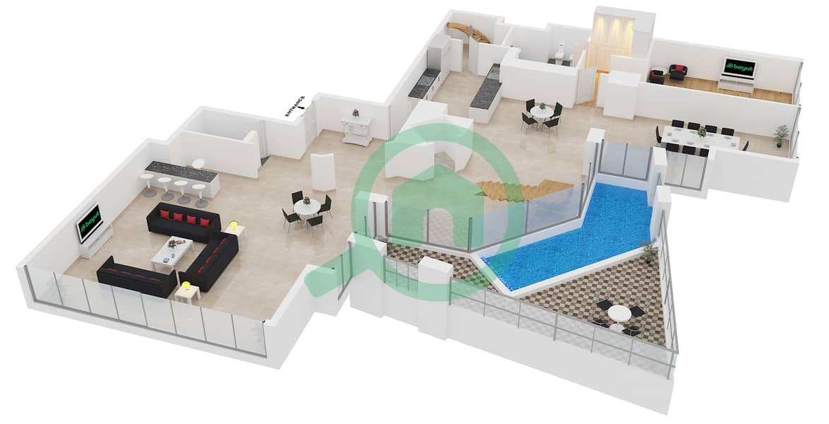 المخططات الطابقية لتصميم الوحدة 1 FLOOR 62-85 شقة 4 غرف نوم - مارينا 23 interactive3D