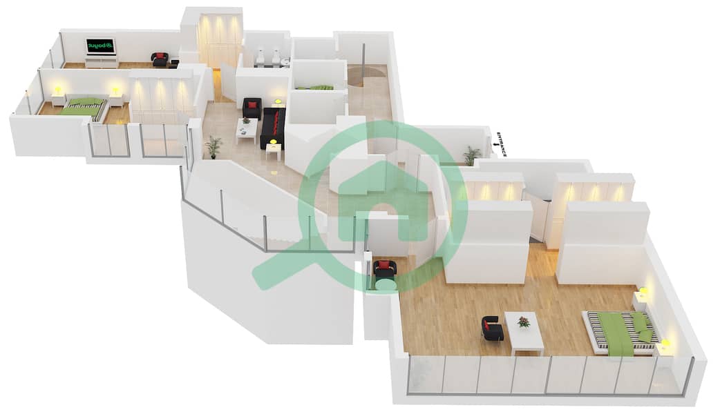 المخططات الطابقية لتصميم الوحدة 4 FLOOR 62-85 شقة 4 غرف نوم - مارينا 23 interactive3D