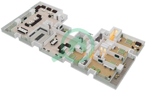 المخططات الطابقية لتصميم الوحدة 2 بنتهاوس 5 غرف نوم - إميرتس كراون