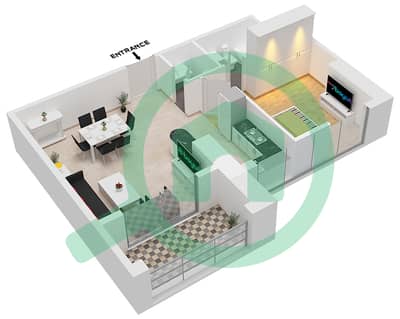 المخططات الطابقية لتصميم النموذج T05 شقة 1 غرفة نوم - مارينا بيناكل