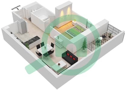 滨海山岭塔楼 - 1 卧室公寓类型T07戶型图