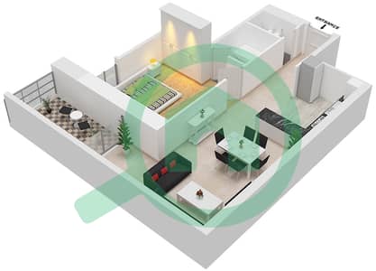 Marina Pinnacle - 1 Bedroom Apartment Type T08 Floor plan