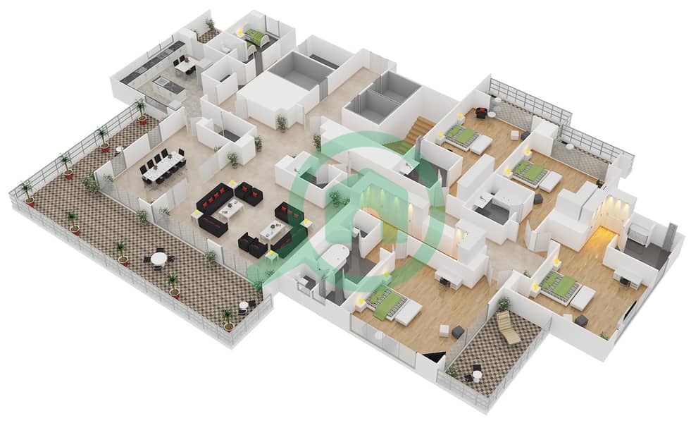 المخططات الطابقية لتصميم النموذج CLASSIC شقة 4 غرف نوم - 118 داون تاون interactive3D