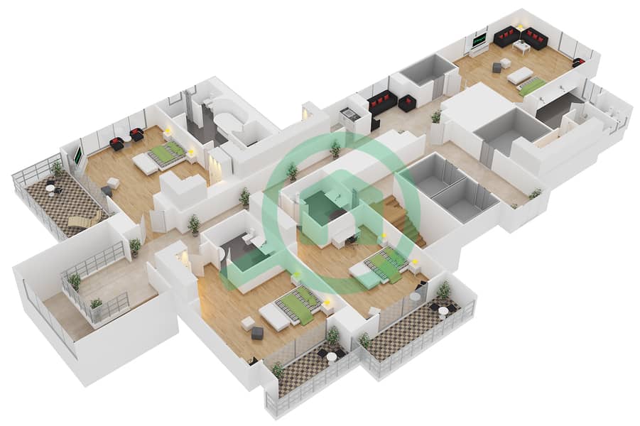 118 Downtown - 6 Bedroom Penthouse Type CLASSIC Floor plan interactive3D