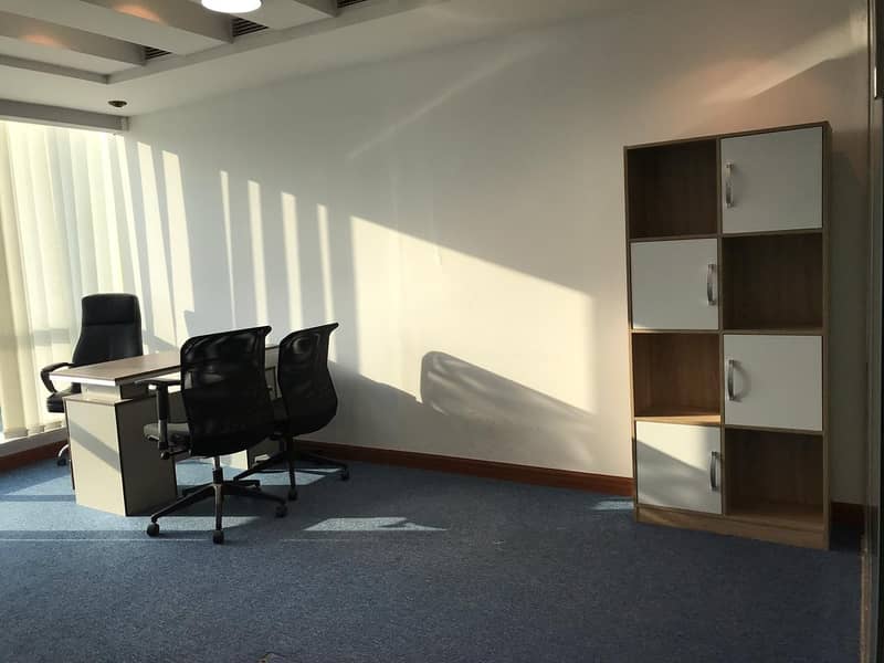 Independent Furnished Office With Free Dewa and Free internet / 4 and 6 Cheques Payment