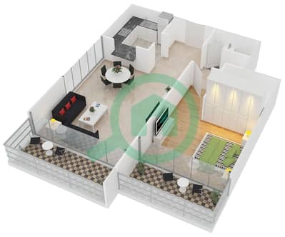 Boulevard Crescent Tower 1 - 1 Bedroom Apartment Unit 5 FLOOR 2-12 Floor plan