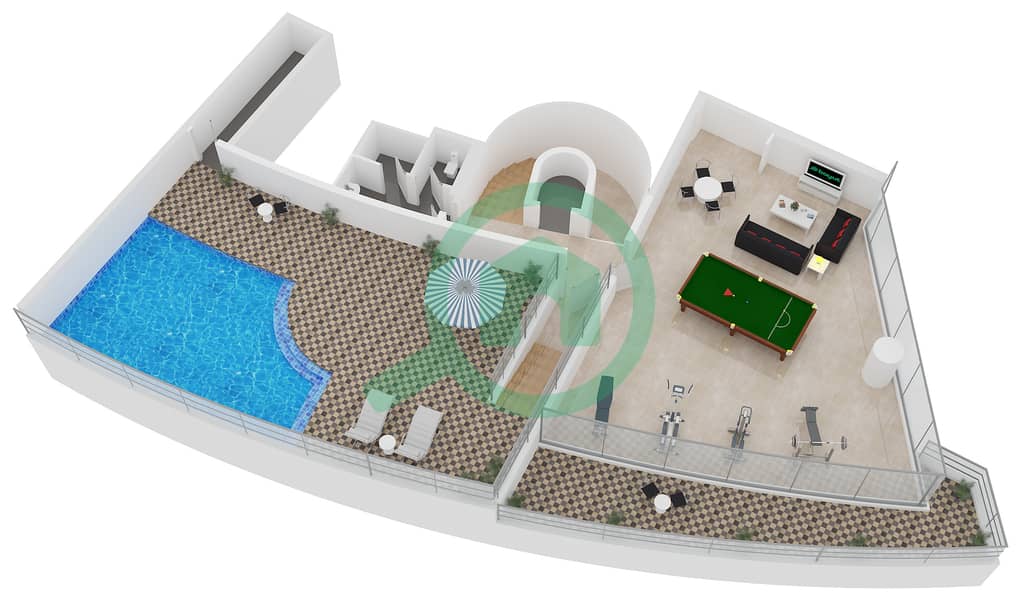 Трайдент Гранд Резиденция - Пентхаус 4 Cпальни планировка Тип PH-1 interactive3D