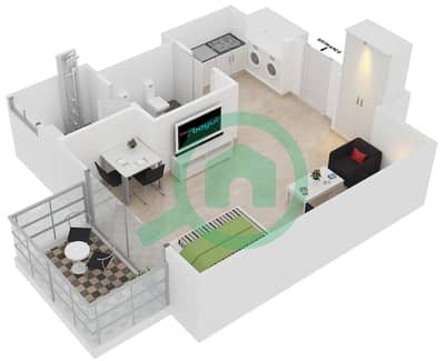 JW Marriott Hotel Marina - Studio Apartment Unit 3 FLOOR 15-37 Floor plan