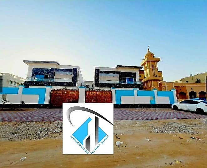 Villa for sale in Ajman, Al Rawda area, the point of central air-conditioning stone next to a mosque directly with the possibility of bank financing