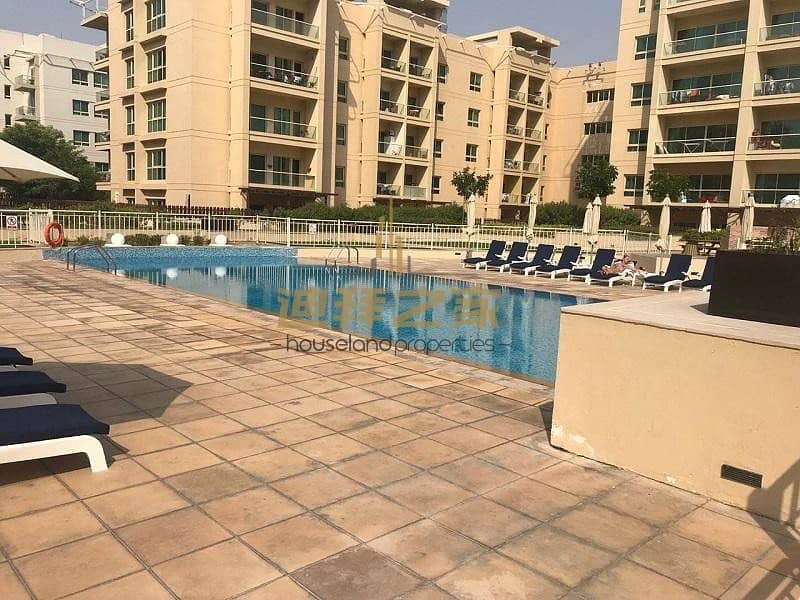 One Bedroom with Direct View of the Swimming Pool for AED 52K!!!
