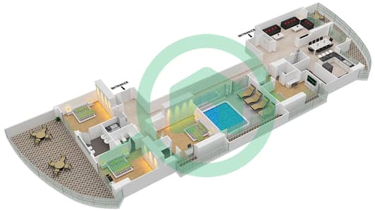 المخططات الطابقية لتصميم النموذج D شقة 4 غرف نوم - أورا مارينا