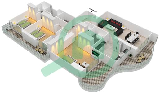 奥拉码头大厦 - 3 卧室公寓类型C1戶型图