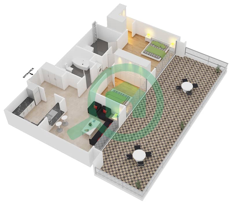 29大道裙楼 - 2 卧室公寓套房15 FLOOR 3戶型图 interactive3D