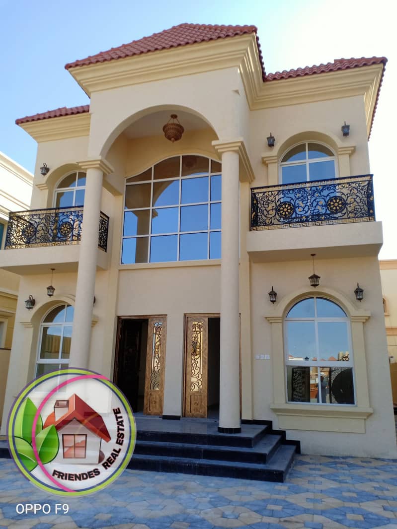 Owning the most luxurious villa in Ajman Modern from the owner directly without first payment with bank financing with a plot of up to 25 years with the least Islamic benefit next to the neighboring street close to a mosque