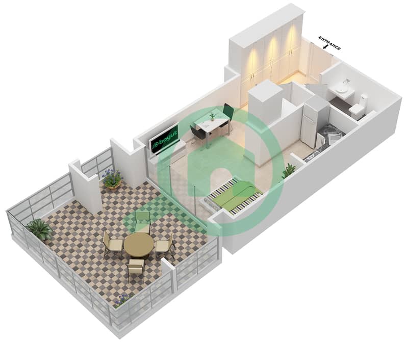 Подиум 29 Бульвар - Апартамент Студия планировка Гарнитур, анфилиада комнат, апартаменты, подходящий 9 FLOOR 3 interactive3D