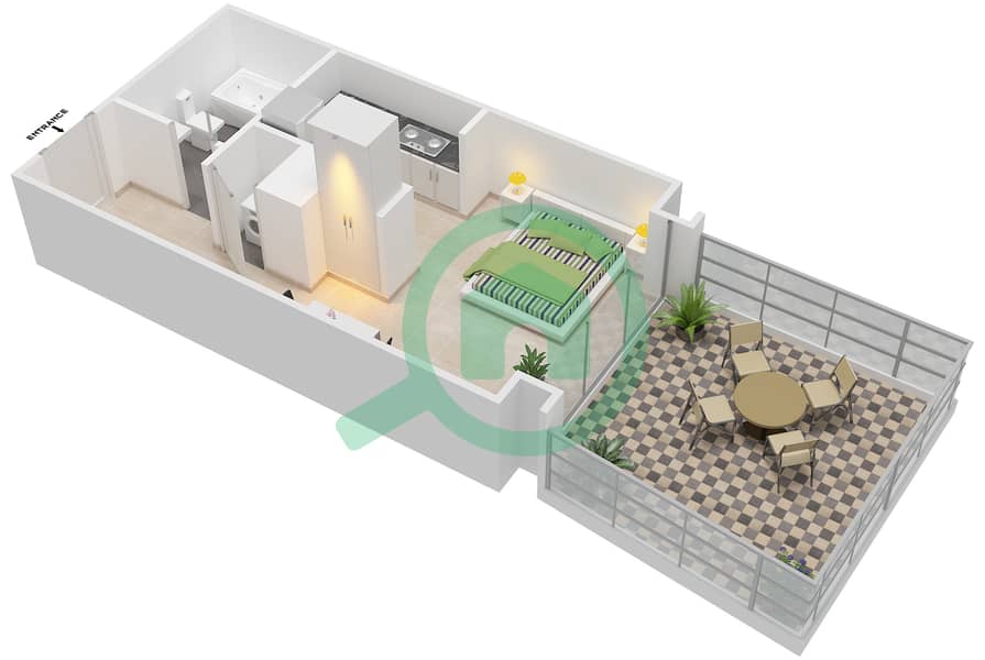 29大道裙楼 - 单身公寓套房7,14 FLOOR 3戶型图 interactive3D