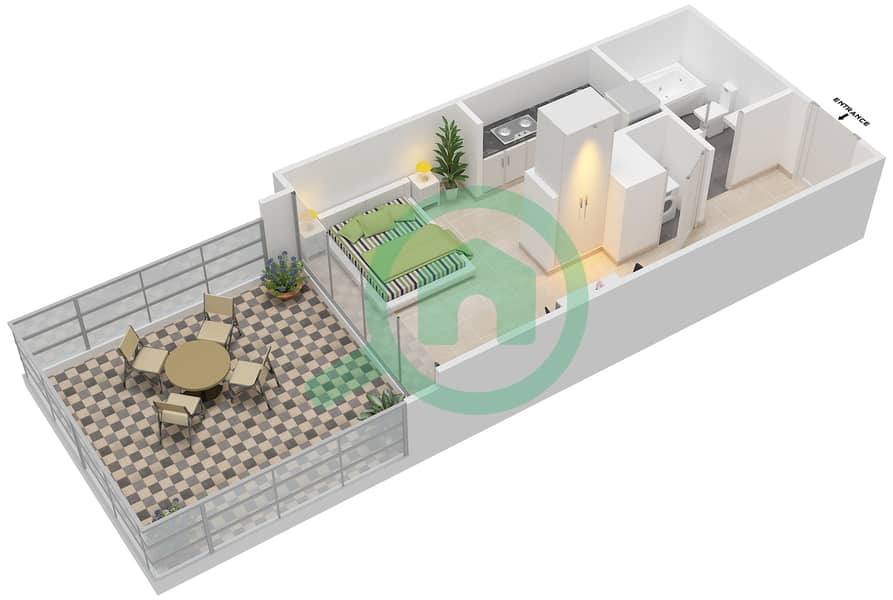 المخططات الطابقية لتصميم التصميم 4 FLOOR 3 شقة استوديو - 29 بوليفارد بوديوم interactive3D