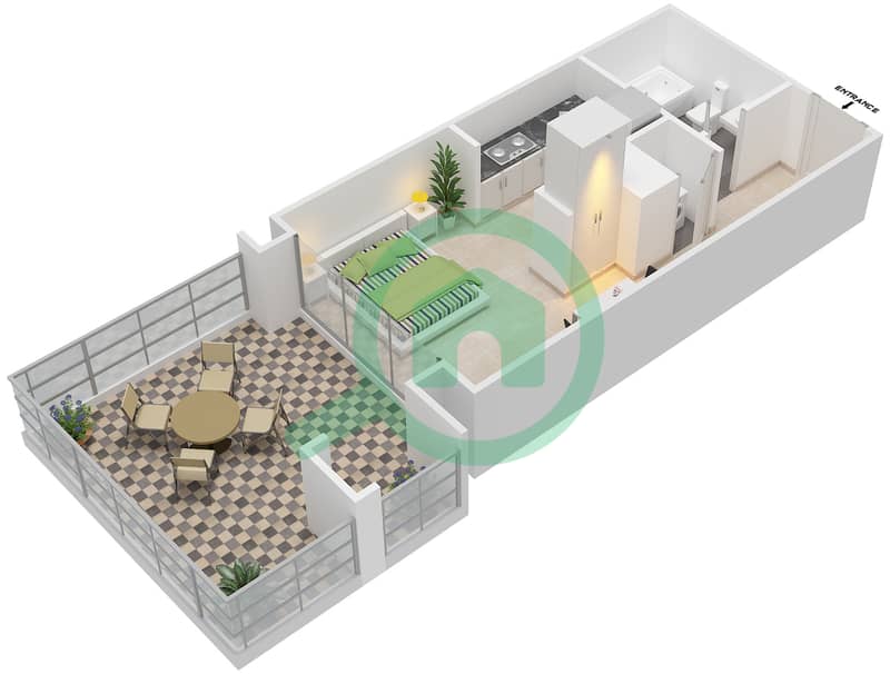 29大道裙楼 - 单身公寓套房2,8,13 FLOOR 3戶型图 interactive3D