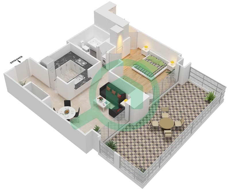 المخططات الطابقية لتصميم التصميم 6 FLOOR 3 شقة 1 غرفة نوم - 29 بوليفارد بوديوم interactive3D