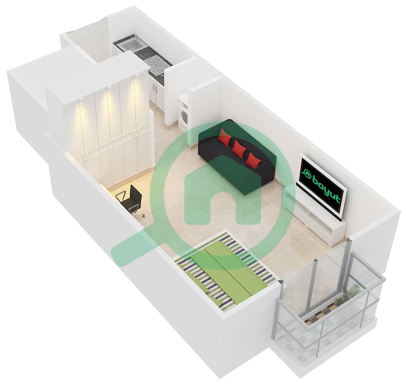 المخططات الطابقية لتصميم التصميم 11 FLOOR 3,4 شقة استوديو - بوليفارد سنترال بوديوم interactive3D